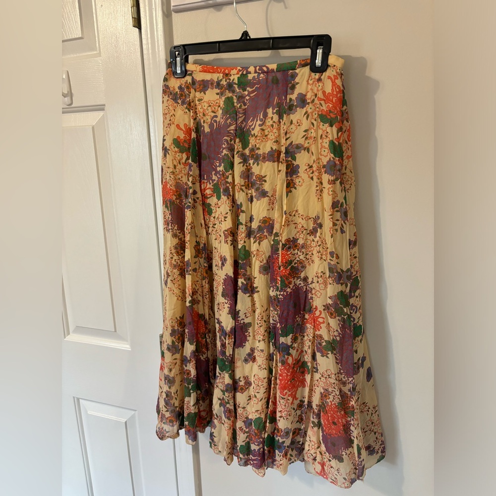 Vintage silk floral skirt